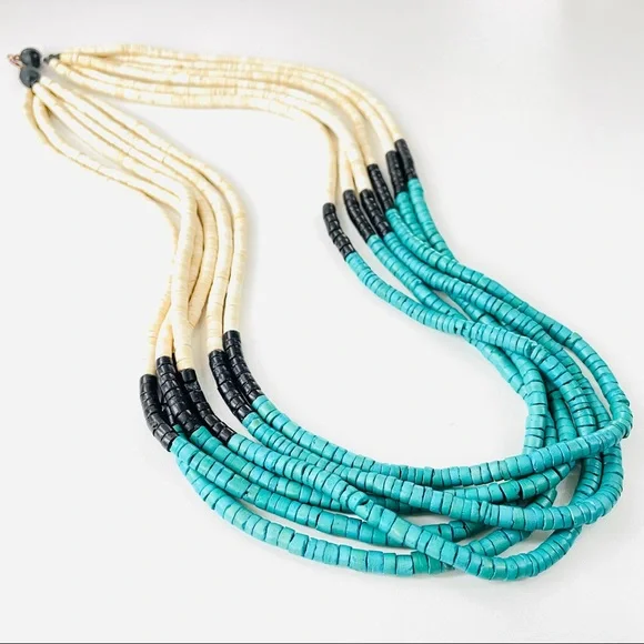 Vintage 1970s Muti Strand Multi-color Coconut Shell Beaded Necklace - Picture 10 of 13